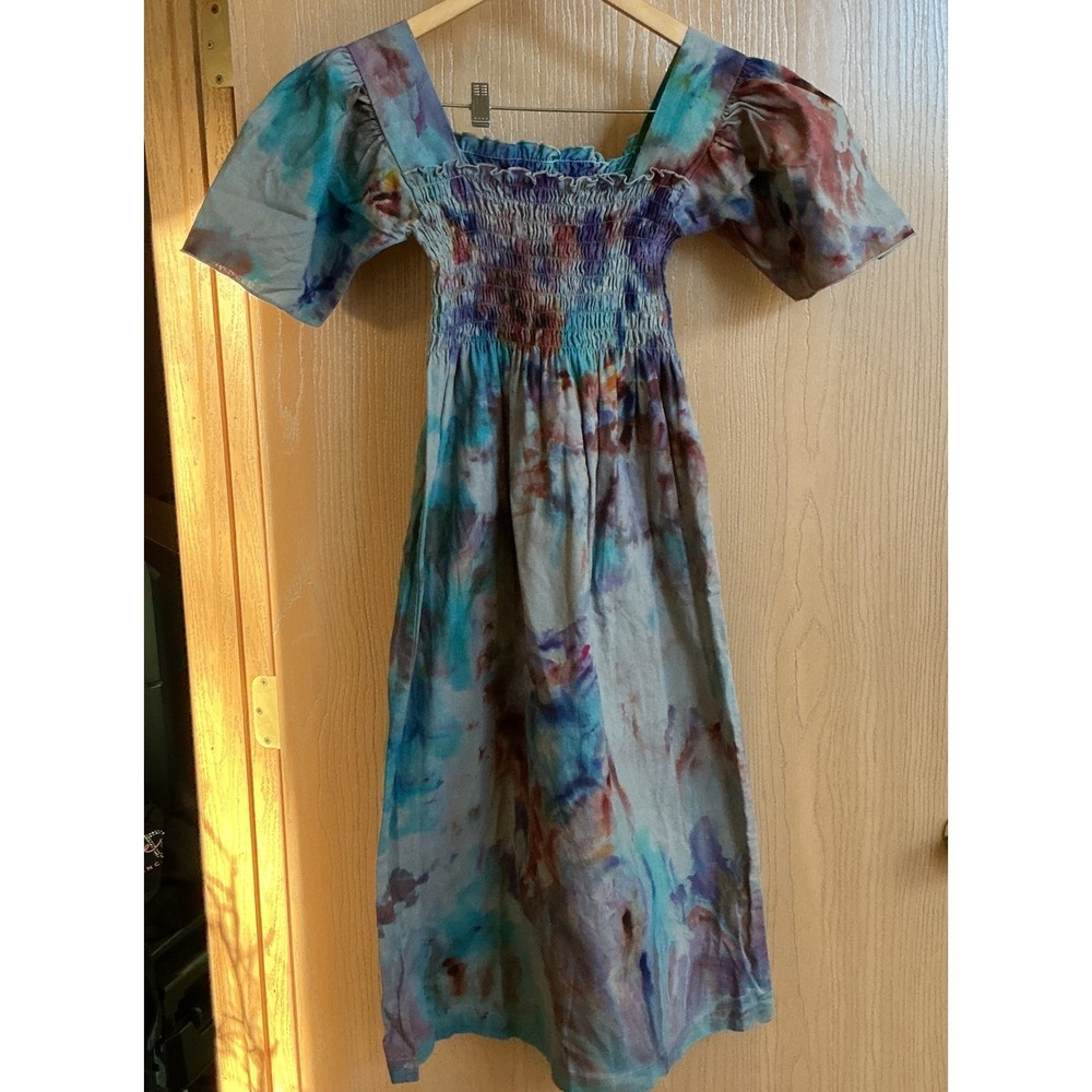 Chloe‎ Cox Stay Soft Smocked Midi Dress Multi Color Puff Sleeve Boho